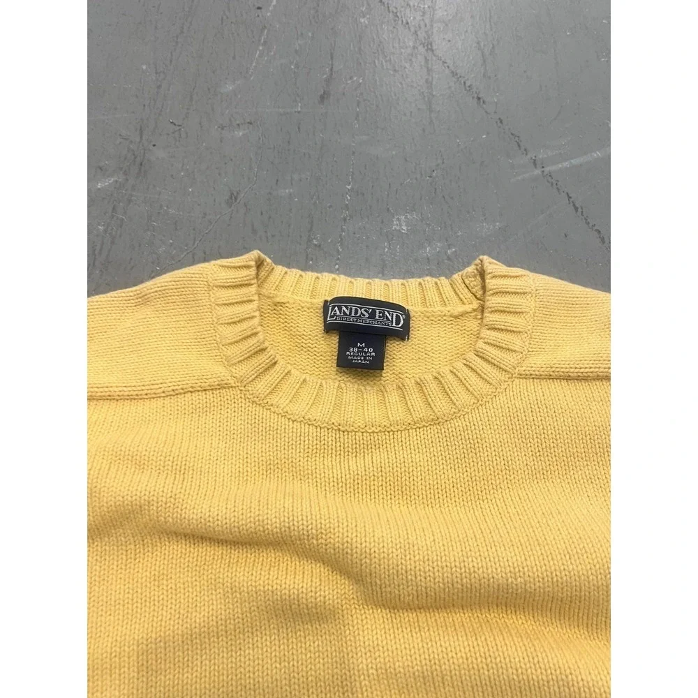 Lands' End‎ Sweater Womens M 38-40 Yellow Regular Fit Knitted Warm Wear Outdoor